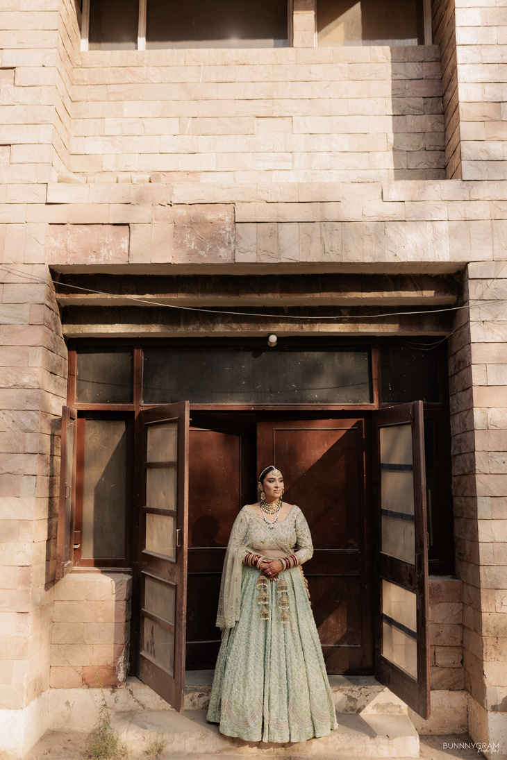 SAGE GREEN AND IVORY BRIDAL LENGHA