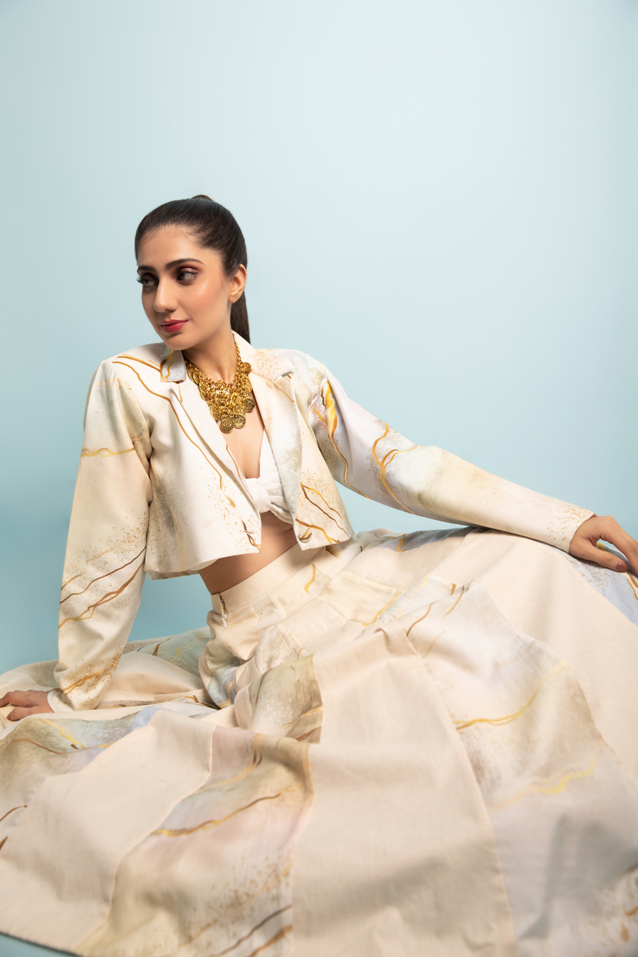 MARBLE PRINT LENGHA BLAZER