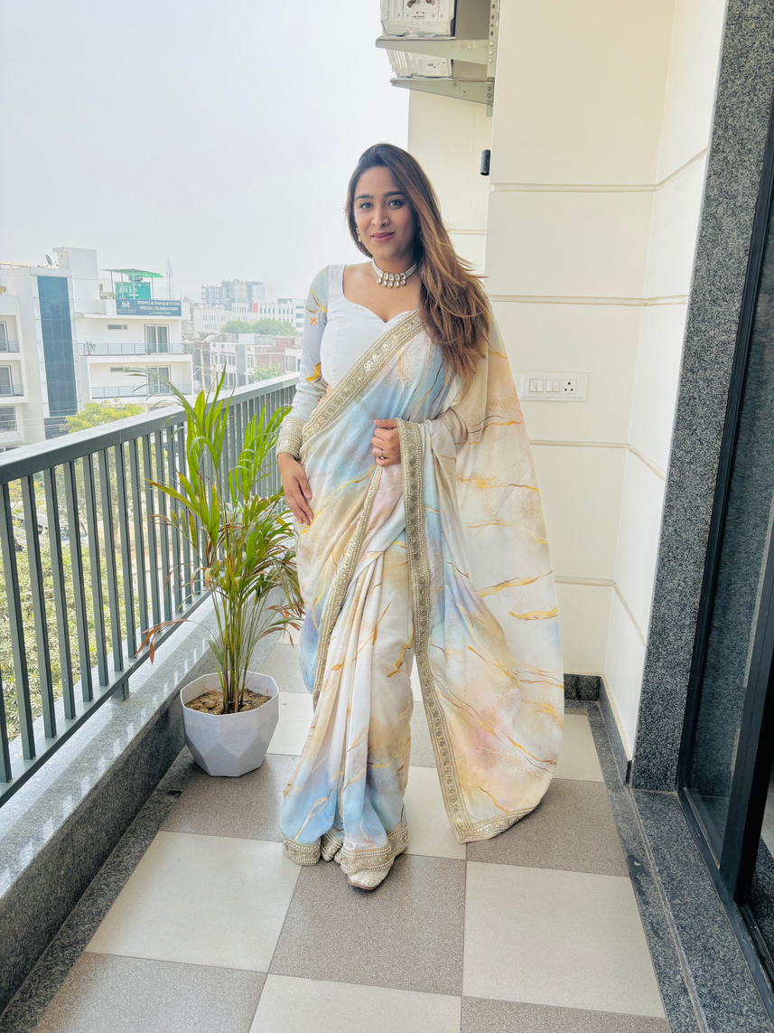 MARBLE PRINT SAREE