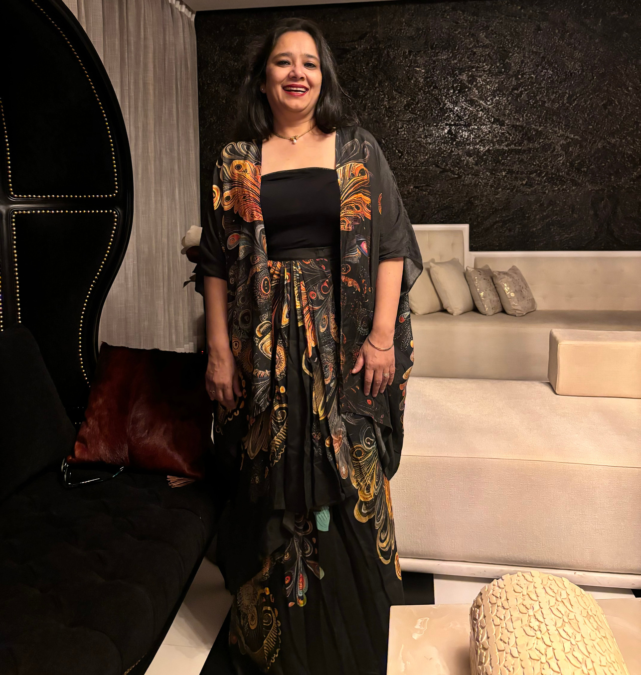 RAVEL PRINT DHOTI CAPE SET